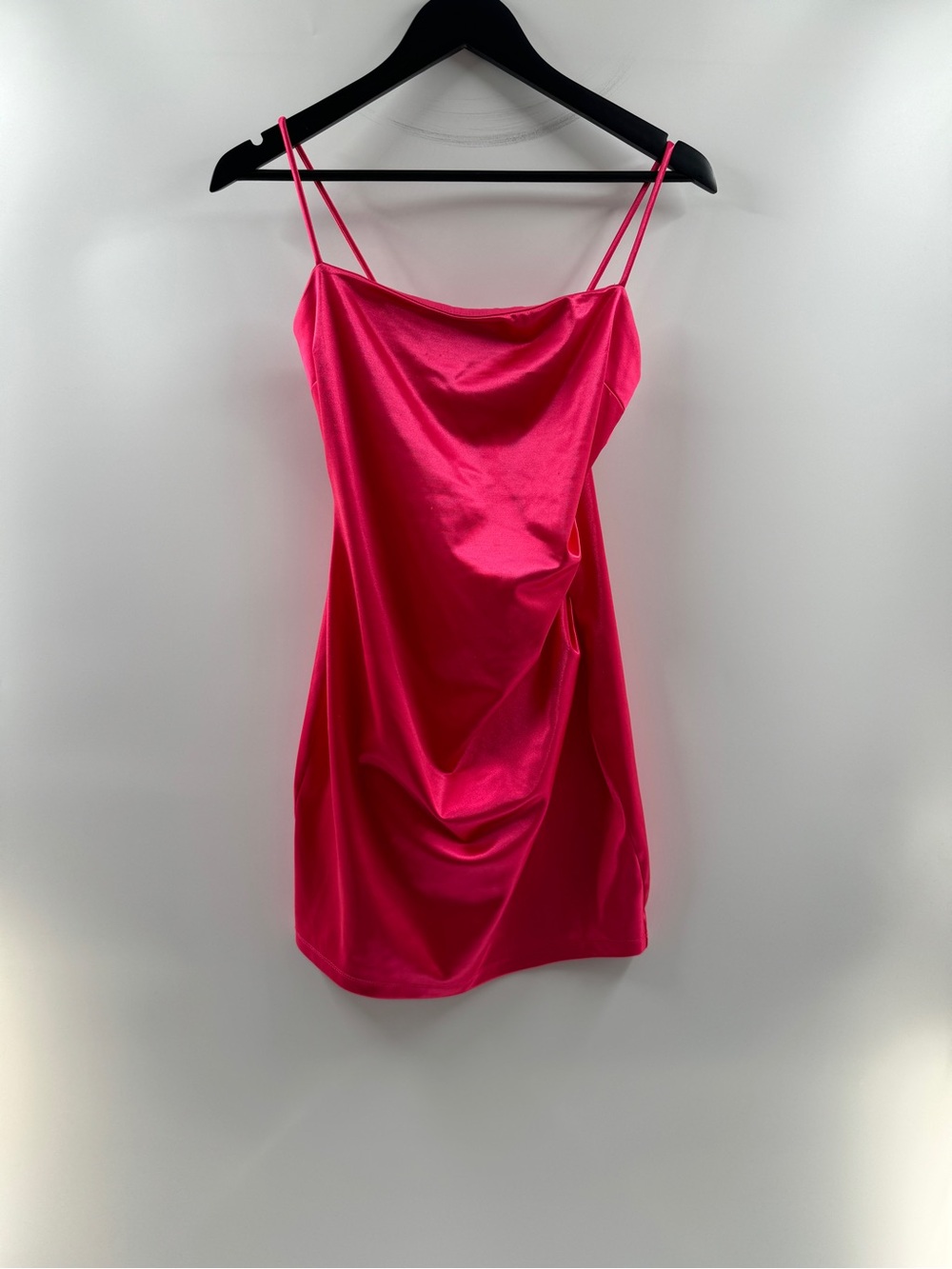 Windsor Hot Pink Satin Cowl Neck Mini Dress Women’s Medium